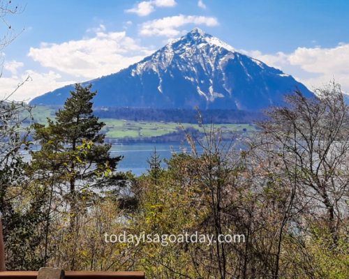 Hiking along the Jacob`s trail, looking at the pyramid mountain