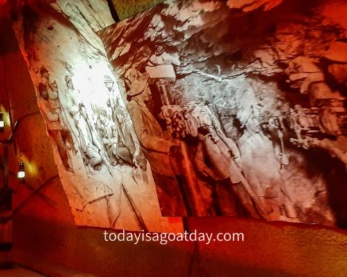 Top attraction in Switzerland, Alpine Sensation, wall showing the history of the Jungfrau region inside a tunnel