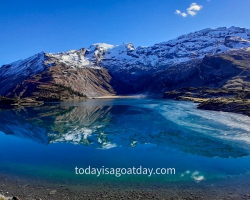 Hiking trails in Engelberg, crystal clear Trübsee lake