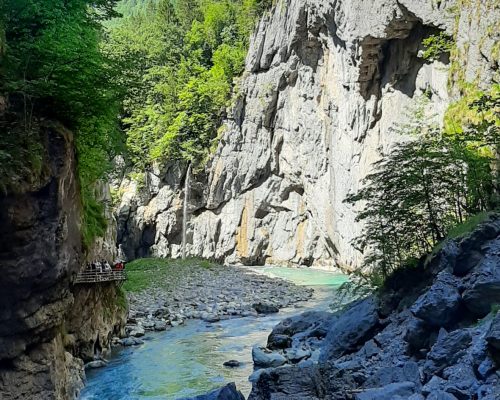 View of the river Aare maing its way through the rock formations