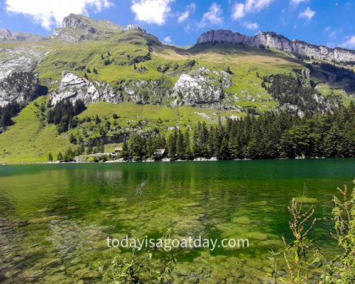 One of the best things to do in Appenzell, green-blue Seealpsee lake