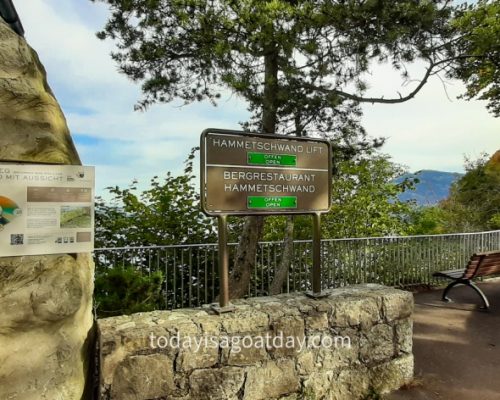 Hike in Central Switzerland, Large Rock with Felsenweg signage