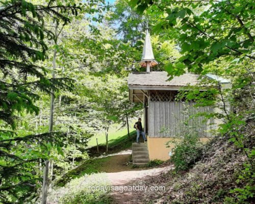 Easy Fischingen hike wooden forest chapel dedicated to the holy Idda, Walk and Hike in Fischingen