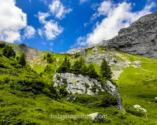 Hiking on Mount Pilatus, impressive rockfaces