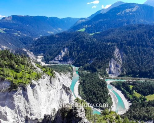 Ruinaulta, amazing bird`s eye view onto the Rheinschlucht