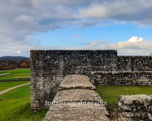 Hiking in canton Zurich, view of a roman fortification