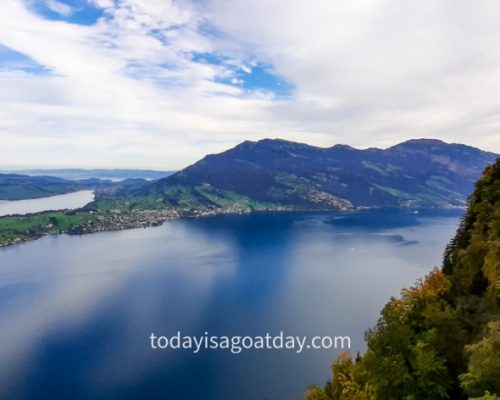 Hike In Central Switzerland, views of Lake Lucerne from felsenweg