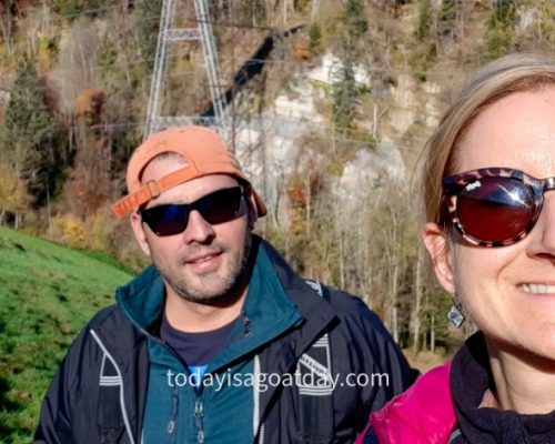 Hiking in St. Gallen, selfie of a couple during the bridge walk