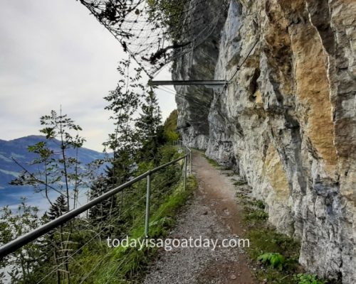 Hike in Central Switzerland, the rocky path "Felsenweg"