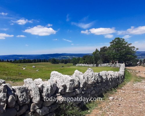 Top Hike in Neuchâtel, dry-stone wall along the Creux-du-Van rock circus