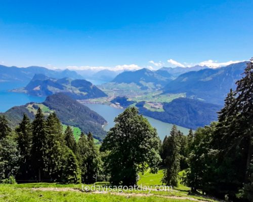 HIking on Mount Pilatus, views over Lake Lucerne